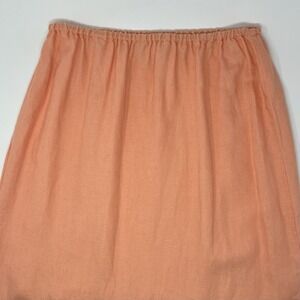 Chadwicks 100% Linen A-Line Midi‎ Skirt Women's Size 10 Orange Lagenlook Peasant
